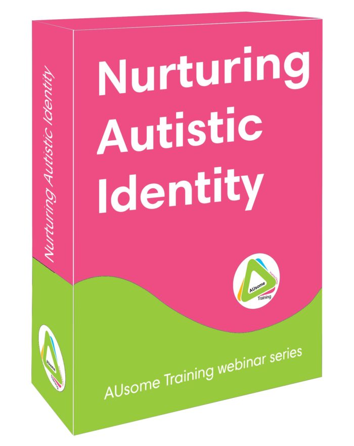 Nurturing Autistic Identity box image - it is green and pink